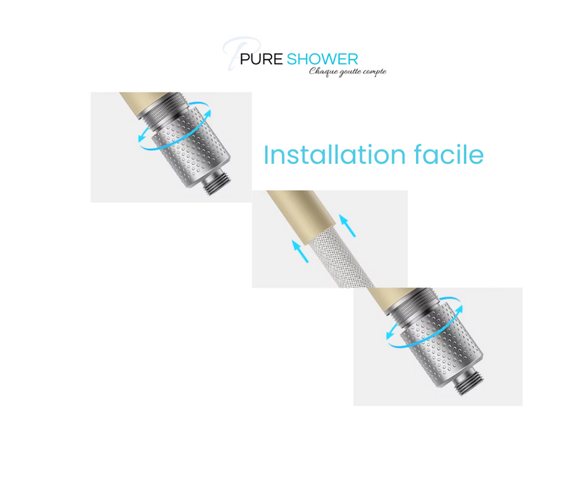 Guide d'installation de votre pommeau avec filtre acf anti chlore Suimy