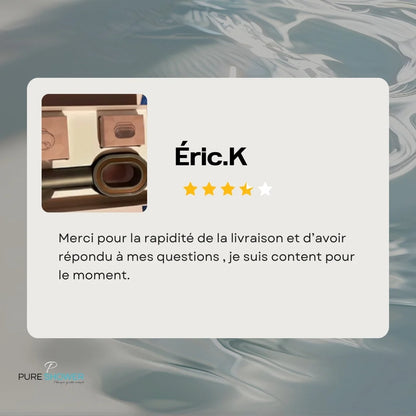 Cette photo représente un avis client pour un pommeau acheter en janvier 2025 expérience client du pommeau avec filtre anti chlore 