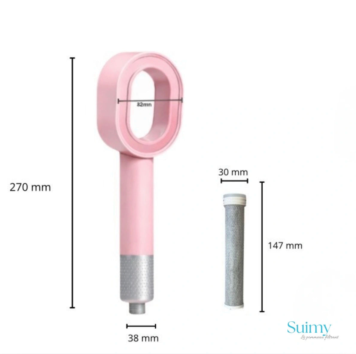 Pommeau de douche en rose de Suimy anti calcaire, anti clore 