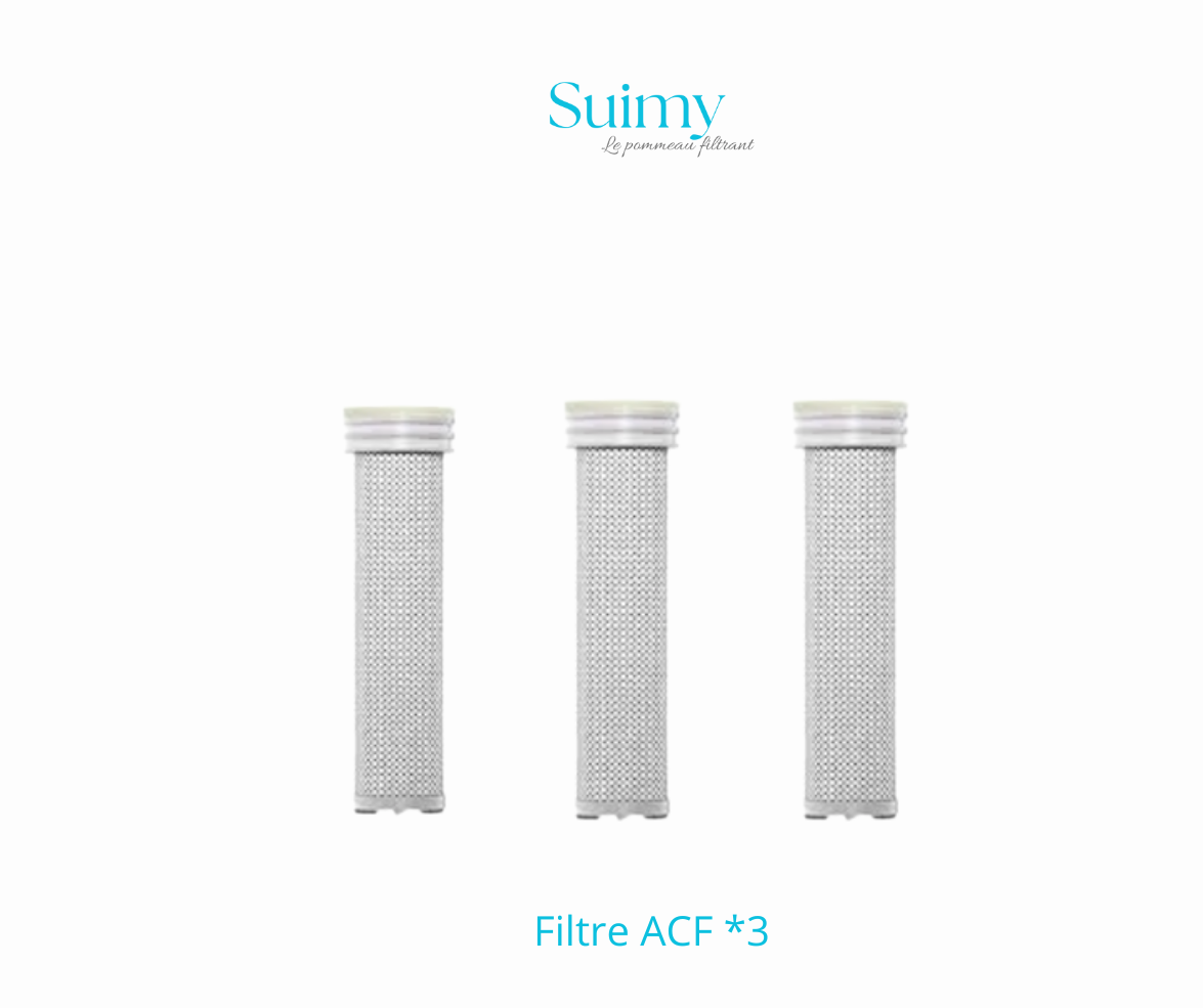 Pack de 3 filtres ACF pour pommeaux de douche Suimy filtre le chlore et le calcaire haute pression