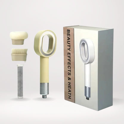 photo du pommeau beige avec accessoire et filtre ACF anti chlore 