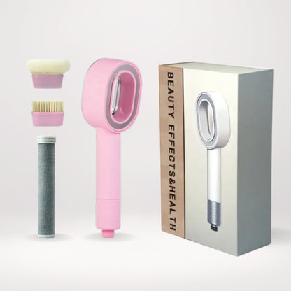 Pack pommeau style dyon rose avec filtre acf intégré + brosse et eponge