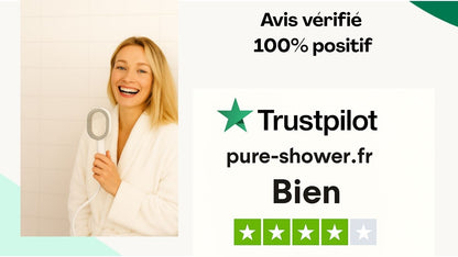 Photo de trust pilot avis positif sur le pommeau filtrant mypureshower haute pression 