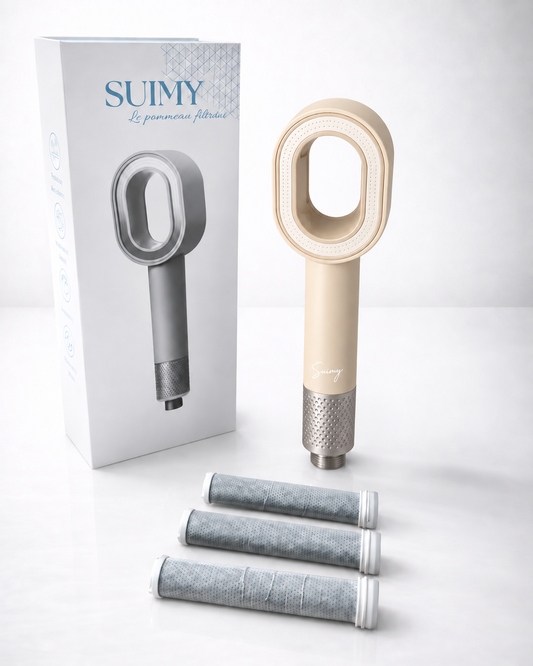 Pack Infinity Perle Ivoire : pommeau de douche filtrant beige + 3 filtres ACF