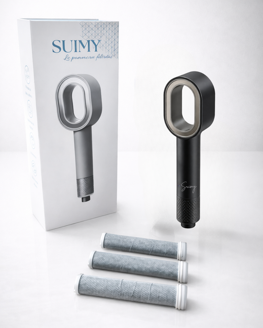 Photo du pack infinity noir de chez Suimy magnifique avec 3 filtres acf inclus anti chore et calcaire