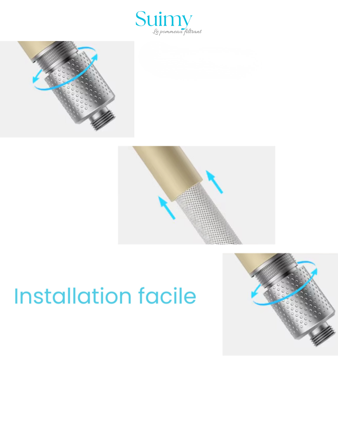 pommeau de douche design avec filtre anti chlore très bon pour la peau