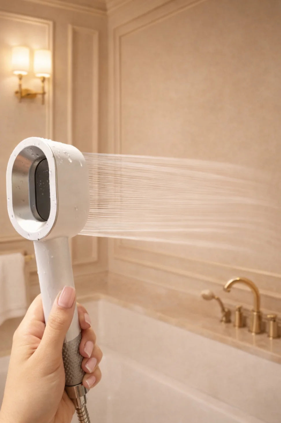 Un jet haute pression performant avec micro-pulsations pour une douche économique et agréable. Eau filtrée, moins de chlore et de calcaire, peau apaisée et cheveux préservés, testé en laboratoire français.