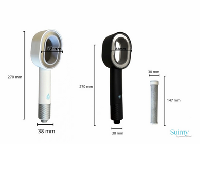 Pommeau Suimy Noir et blanc économisation d'eau avec un filtre ACF