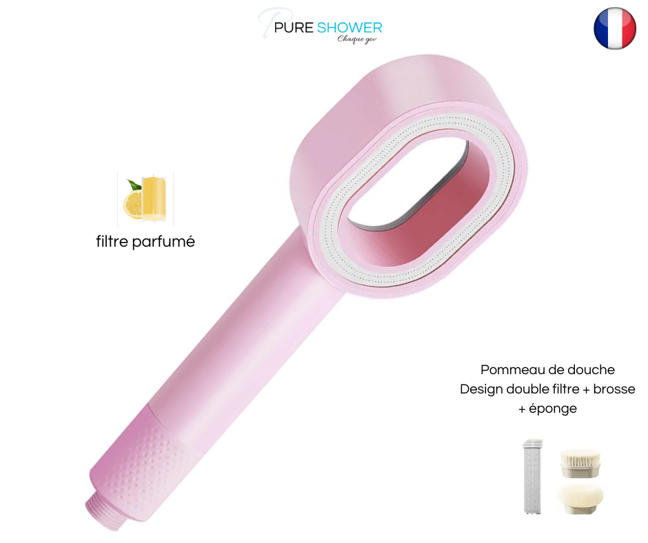 Pommeau de douche rose avec filtre ACF