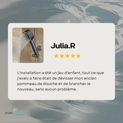 photo du client, pommeau gris en action client satisfait