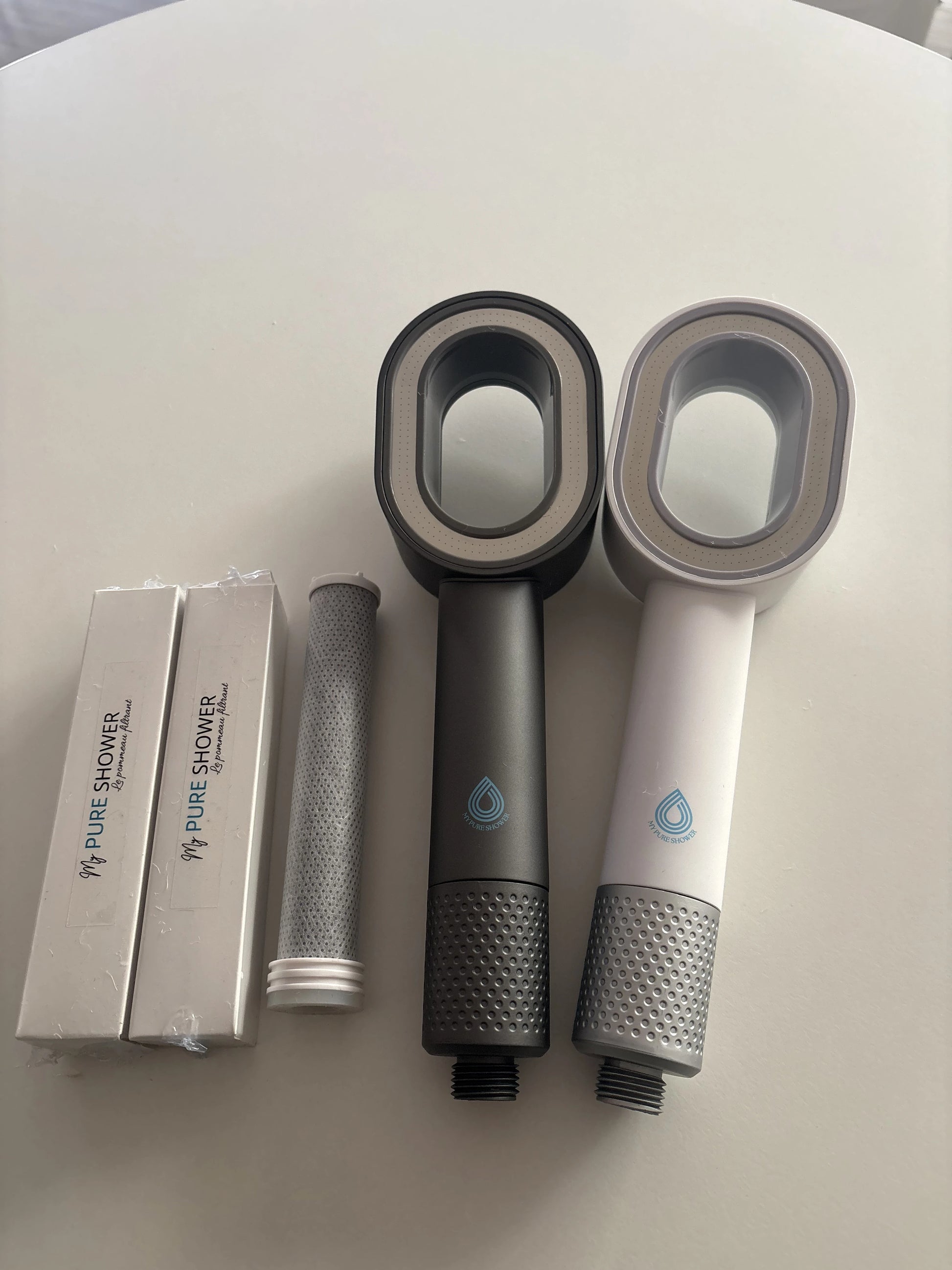 Photo du pack Duo pommeau de douche filtrant le chlore et le calcaire de la marque Suimy