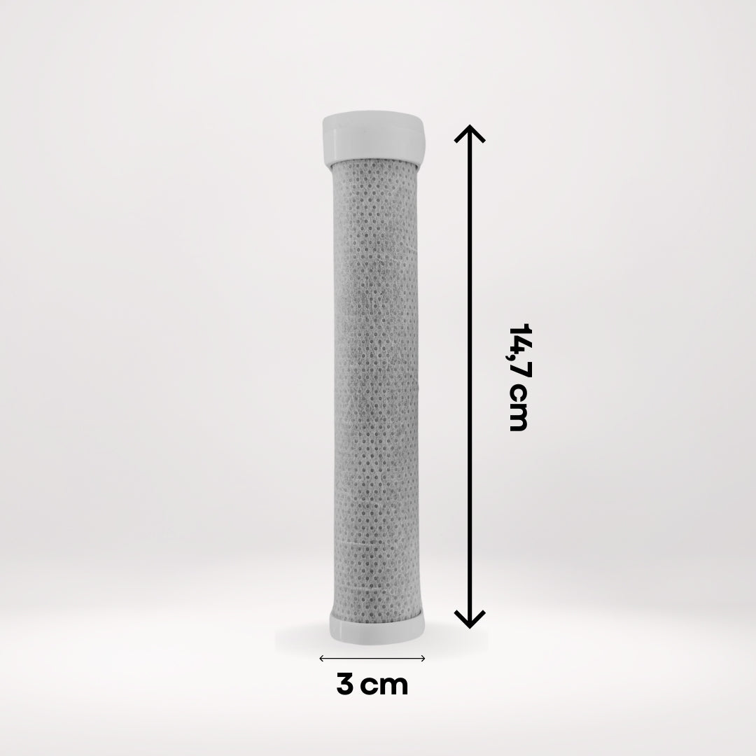photo du filtre charbon ACF avec les dimensions en cm