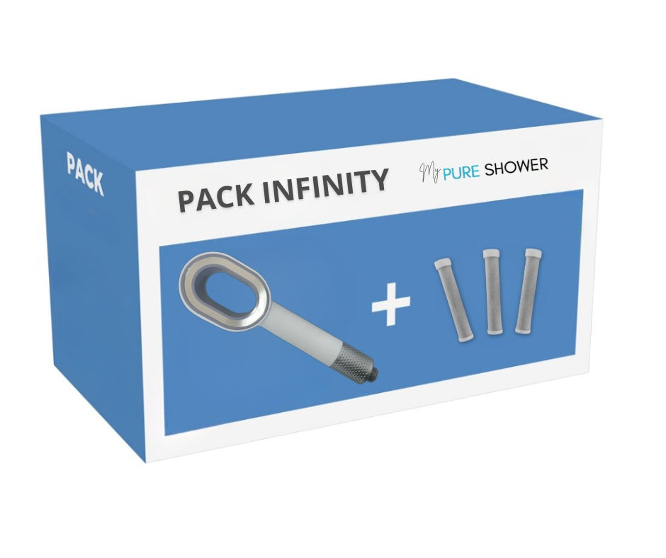 photo du pack infinity pommeau écologique filtrant 