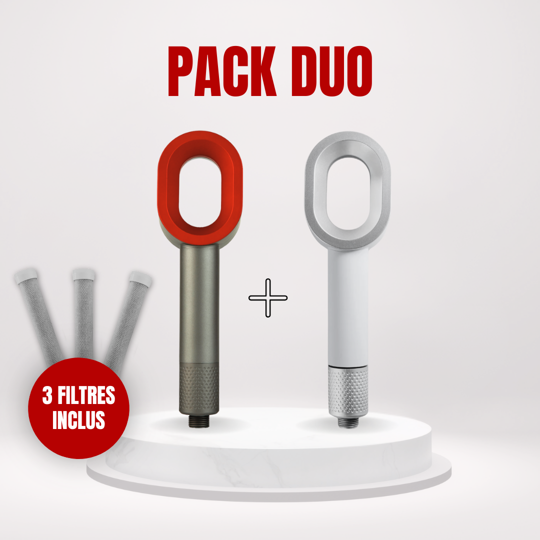 Pommeau de douche filtrant MyPureShower anti-chlore photo du pack duo