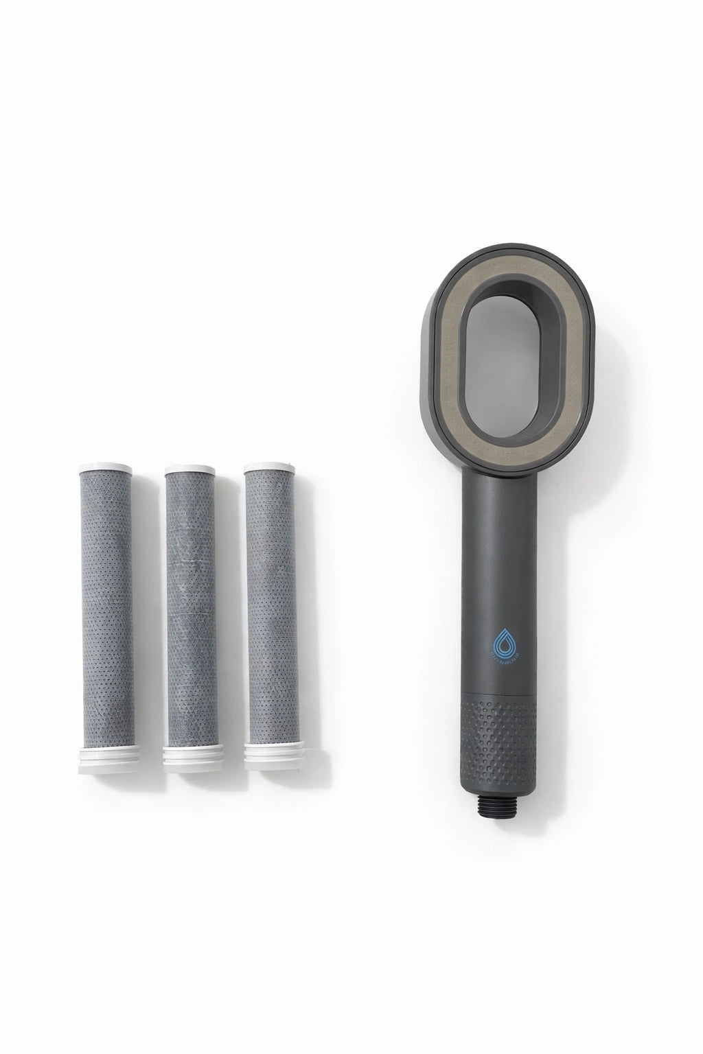 photo du pack infinity suimy avec le pommeau de douche filtrant le calcaire et les 3 filtres