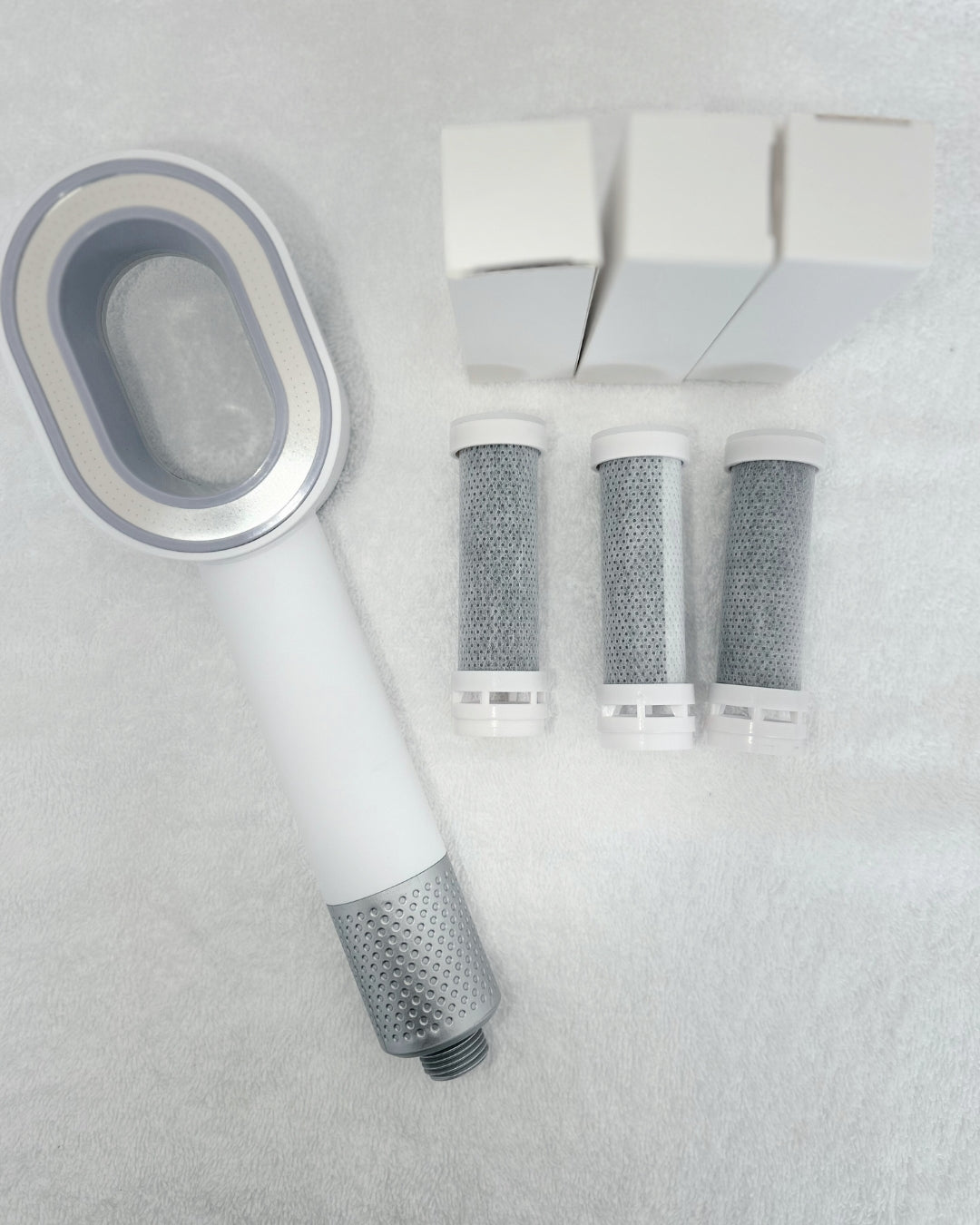 pommeau blanc avec filtre ACF style dyson