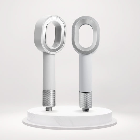 pommeau filtrant chlore et calcaire design style dyson couleur blanc avec filtre acf 