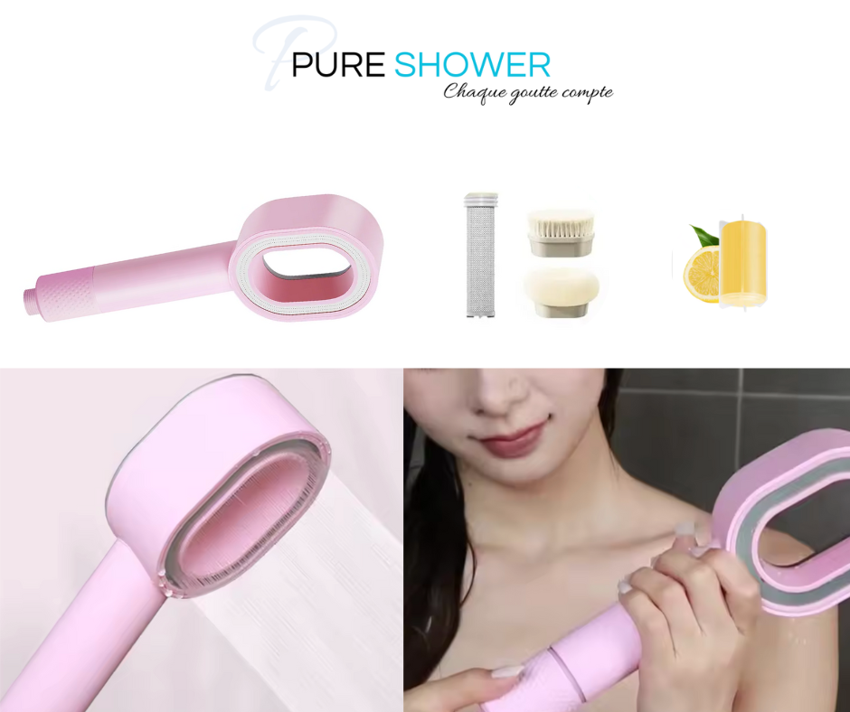 pommeau rose pure shower peau douce anti chlore anti chlore