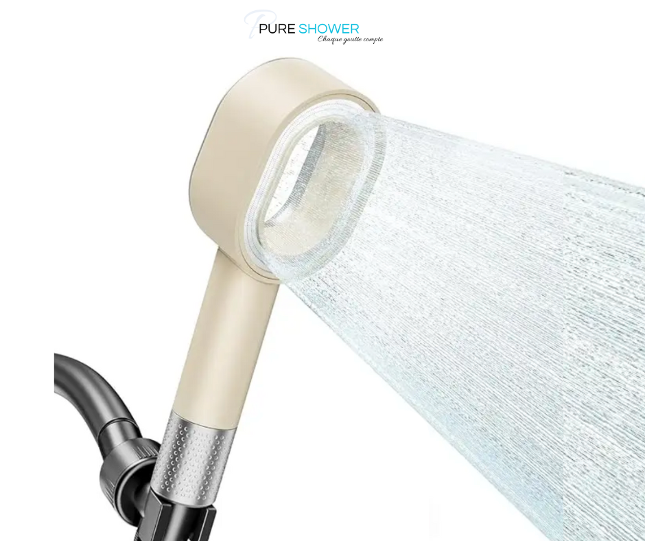 pommeau de douche design avec filtre anti chlore très bon pour la peau