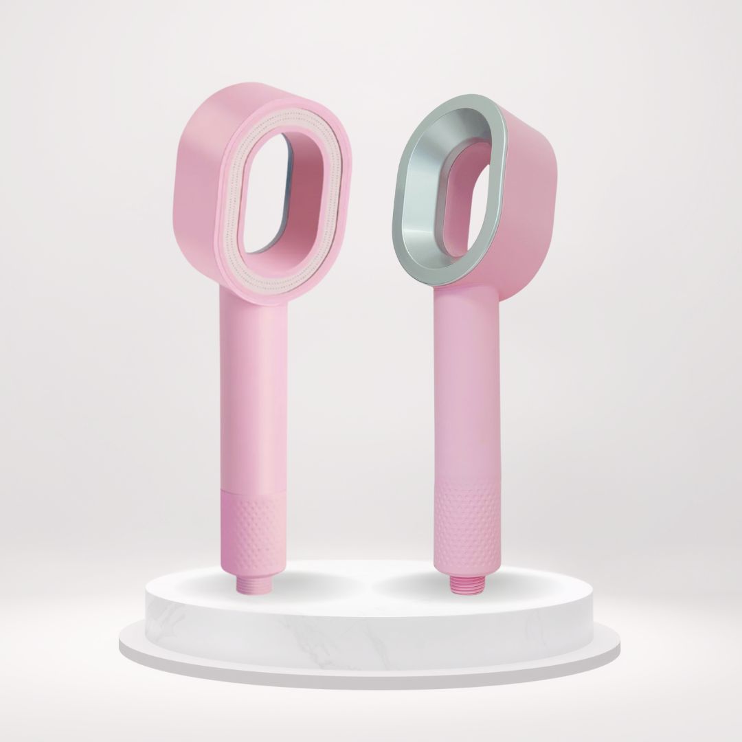 pommeau de douche rose avec filtre ACF anti chlore et calcaire et economiseur d'eau, douchette design