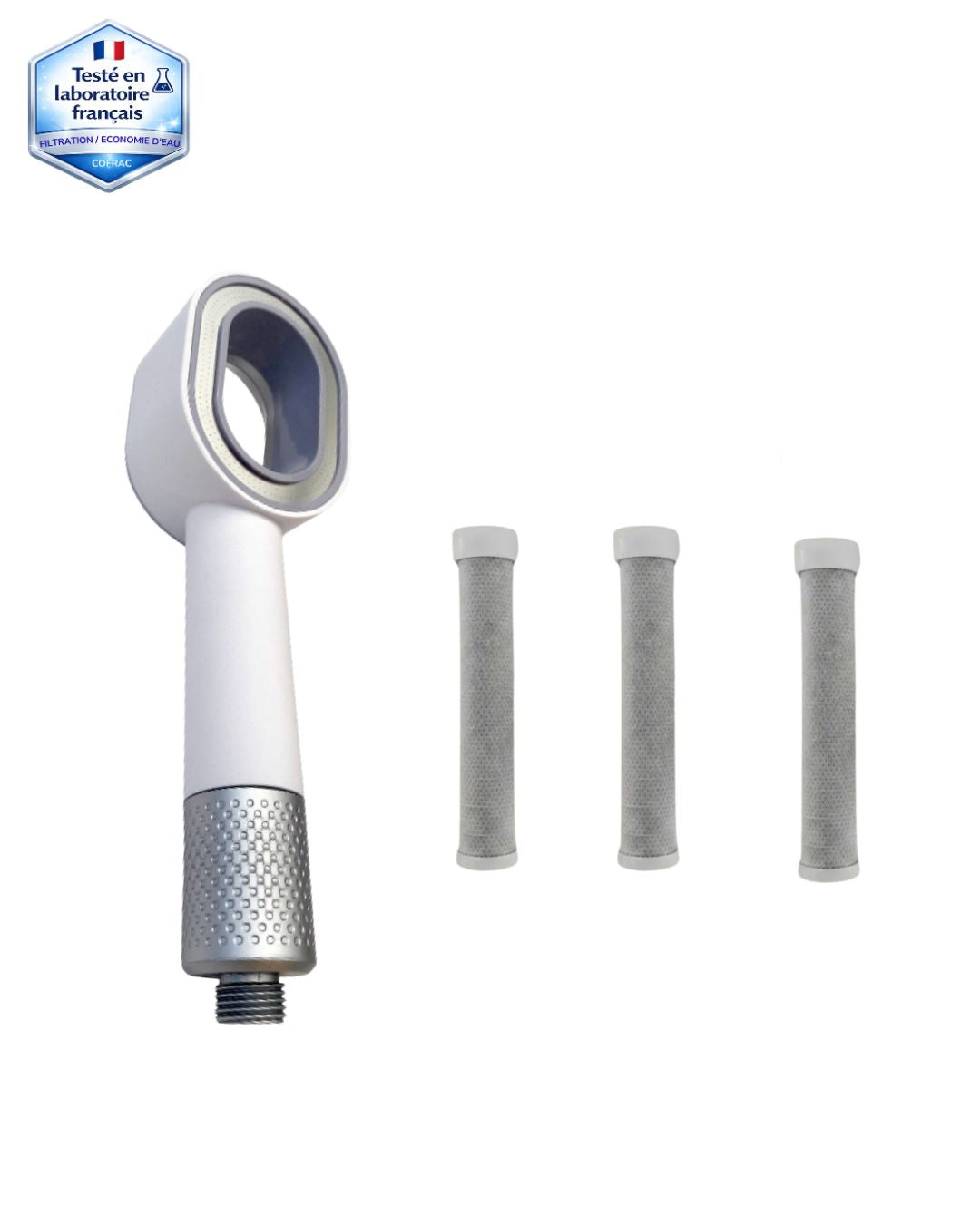 Pack INFINITY un pommeau filtrant Blanc + 3 filtres ACF triple actions